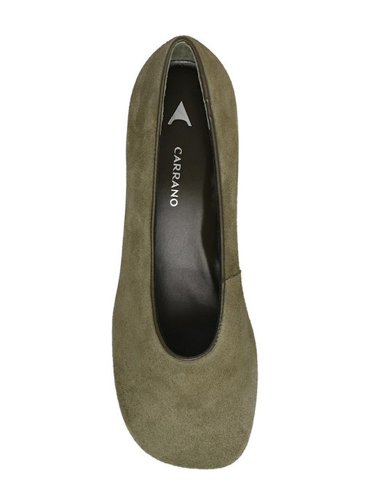 Pantofi cu toc din piele întoarsă Verde Army