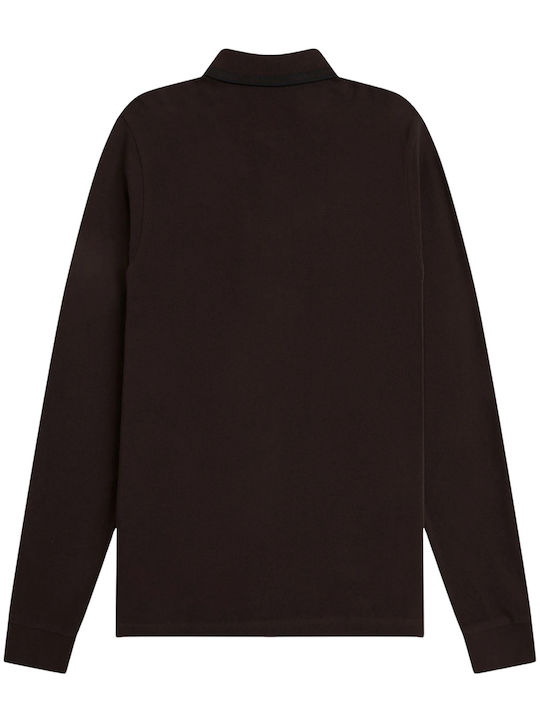 Fred Perry Twin Tipped Polo Bluză cu Mânecă Lungă Rich Brown/Black