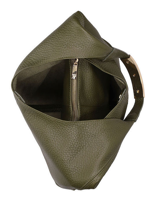 Khaki Leather Women’s Shoulder Bag