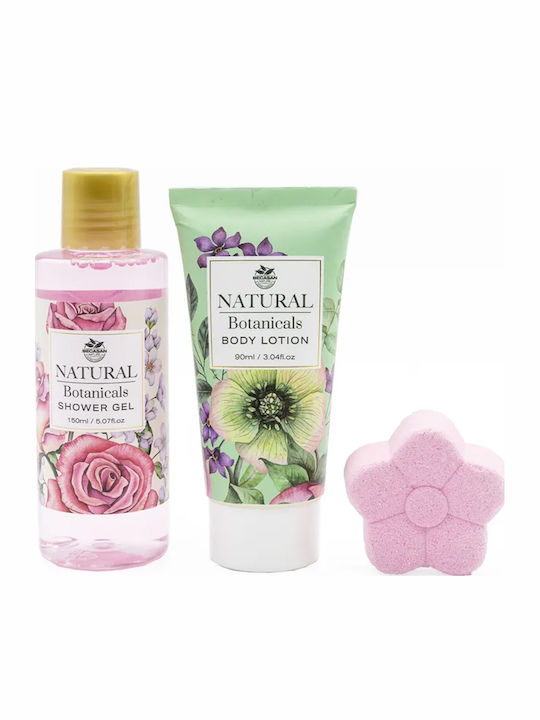 Becasan Natural Botanicals Coș din Ratan Set de Îngrijire pentru Hidratare și Curățarea Corpului 3 Bucăți