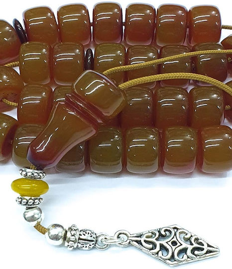 Roloi Komboloi Worry Beads with 33 Mastic Beads, 28 cm Long, Honey