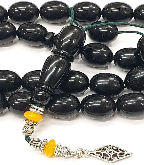 Roloi Komboloi Worry Beads with 33 Mastic Beads, 41 cm Long, Black