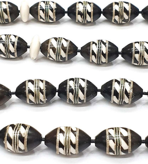 Roloi Komboloi Worry Beads with 33 Ebony Beads, 41 cm Long, Multicolour