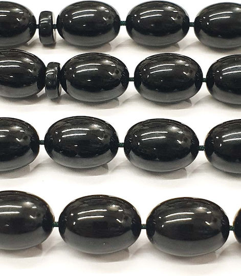Roloi Komboloi Worry Beads with 33 Mastic Beads, 41 cm Long, Black