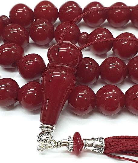 Roloi Komboloi Worry Beads with 33 Mastic Beads, 42 cm Long, Red