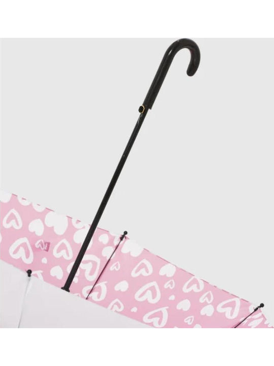 Tuc Tuc Kinderregenschirm mit gebogenem Handgriff, Automatisch, Rosa