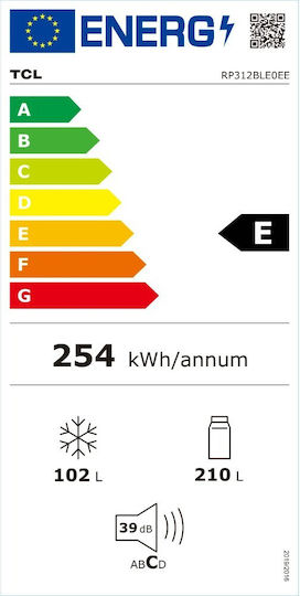 Ψυγειοκαταψύκτης 312lt Total NoFrost Υ185xΠ59.5xΒ60εκ. Ασημί RP312BLE0EE