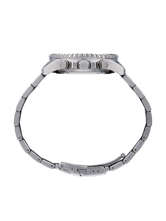 Men’s Chronograph Battery-Powered Watch with Silver Stainless Steel Bracelet