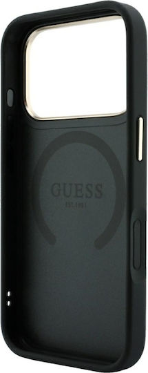 Case Iphone 18 Pro Max Iphone 17 Pro Max Guess Leather 4g Stripe Round Classic Logo Magsafe Black
