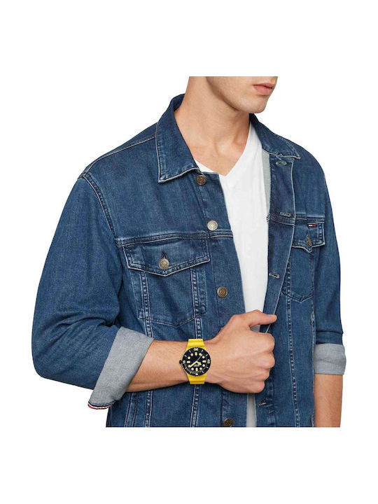 Men's Battery-Powered Watch with Silicone Strap Yellow / Black