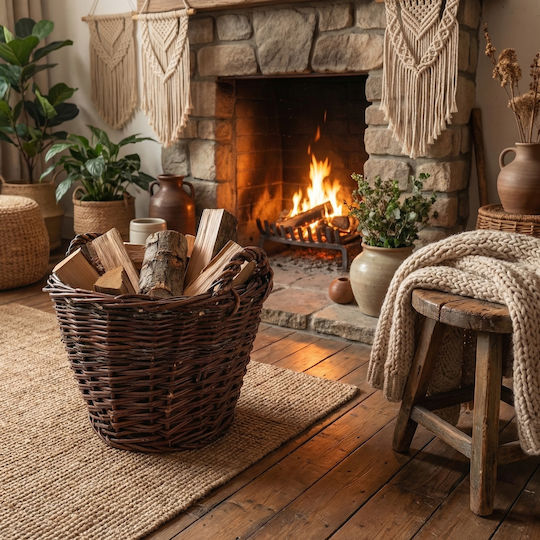 Creative Decorative Wicker Basket with Handles Brown 30x22x28 cm