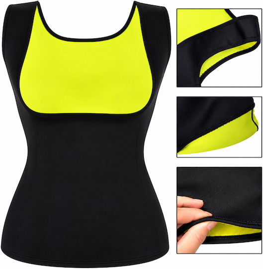 Tricou Sport de Damă din Neopren cu Efect Termic, Modelator, pentru Antrenamente de Fitness, Respirabil, cu Uscare Rapidă, Negru, Mărimea L
