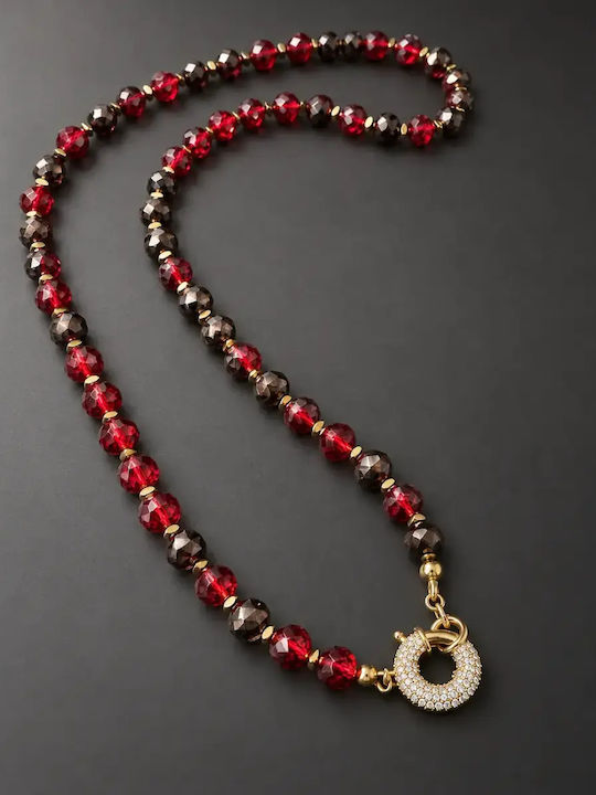 The Gem Stories Gold-Plated Necklace with Red Zircon