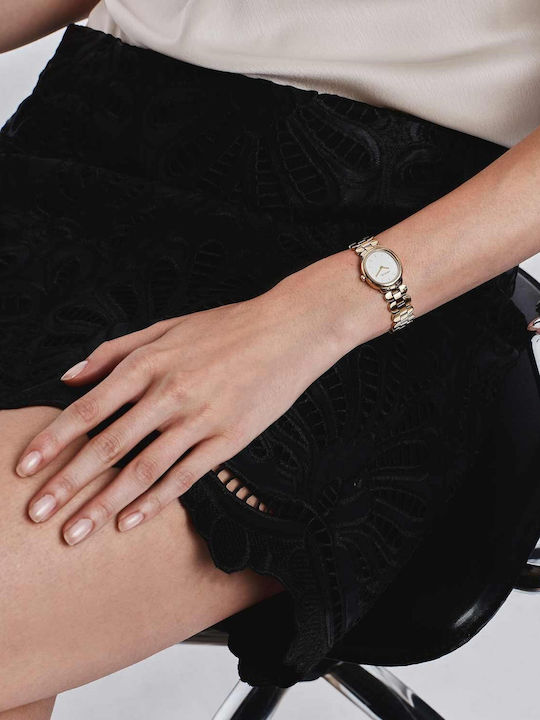 Women's Battery-Powered Watch with Gold Stainless Steel Bracelet