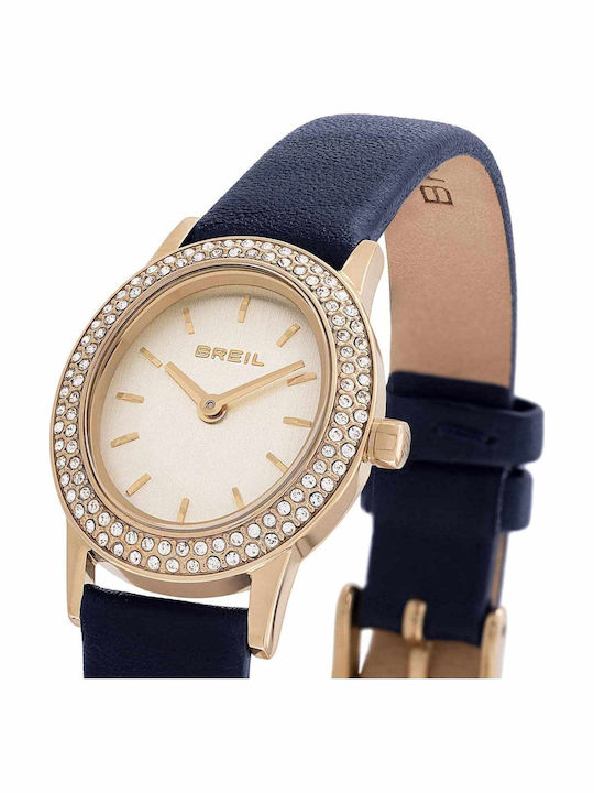 Women's Battery-Powered Watch with Blue Leather Strap