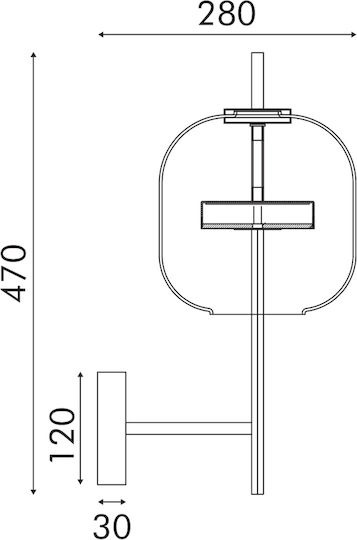 Aca Wall Lamp with Integrated LED and Warm White Light Bronze 22x48 cm