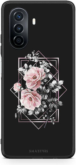 Smartfits Flower Frame Silicone Back Cover Black (Huawei Nova Y70)