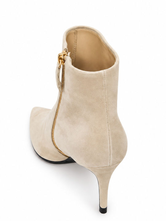 Suede Γυναικεία Μποτάκια Αστραγάλου Beige