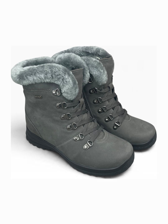 Leather Women's Ankle Boots Grey