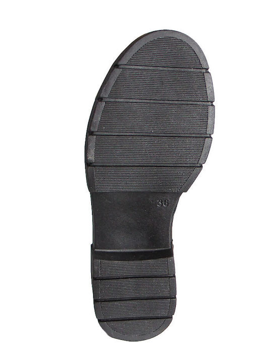 Black Leather Women's Ankle Boots X25-14-4097 001