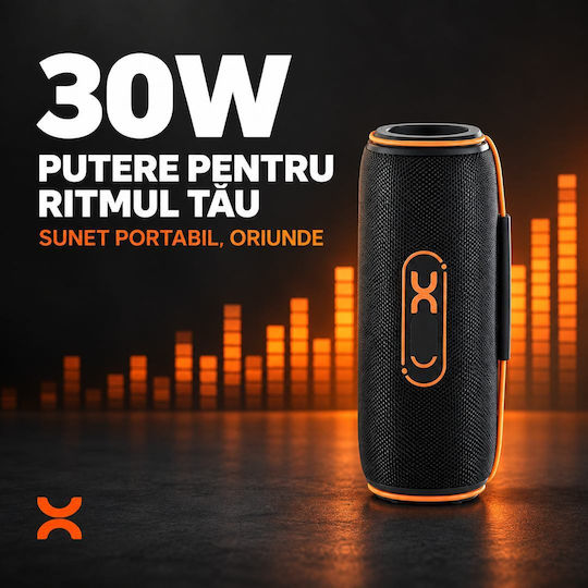 Bluetooth колона 30 W с време на работа на батерията до 8 часа, черна TEL113