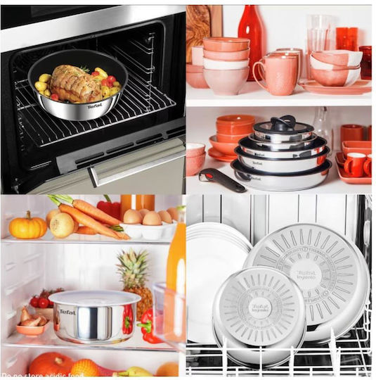 Tefal Ingenio Emotion Σετ Τηγάνια από Ανοξείδωτο Ατσάλι με Αντικολλητική Επίστρωση 3 Σκευών