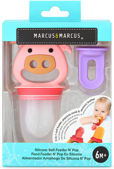 Marcus & Marcus Πιπίλα Φαγητού Ροζ Γουρουνάκι από Σιλικόνη για 6+ μηνών