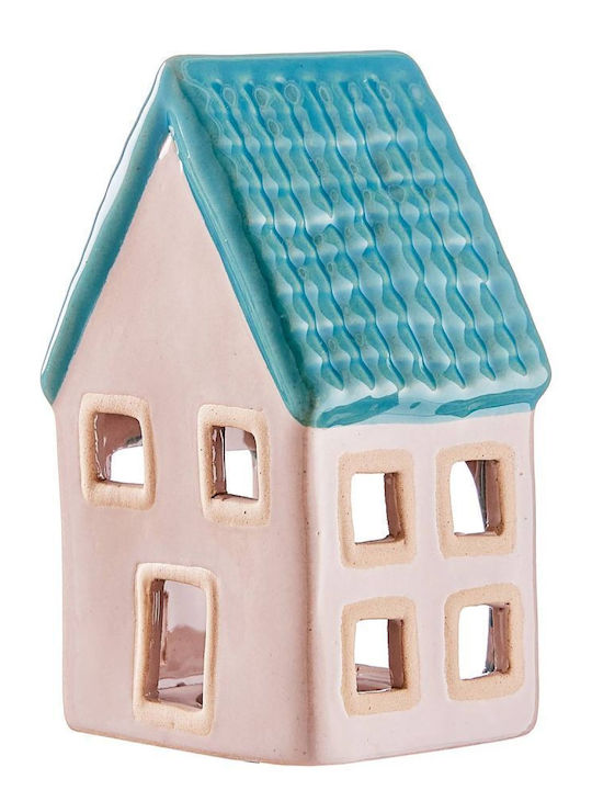 Butlers Winter Village Kerzenhalter für Teelichter aus Keramik in Rosa 7x6x11 cm