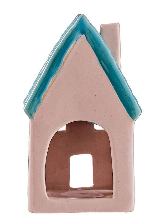 Butlers Winter Village Kerzenhalter für Teelichter aus Keramik in Rosa 7x6x11 cm