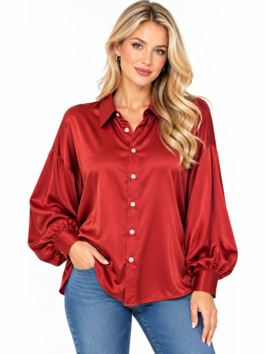 Long Sleeve Women's Shirt Burgundy WC-MM22-0144-27SH-BURGUNDY