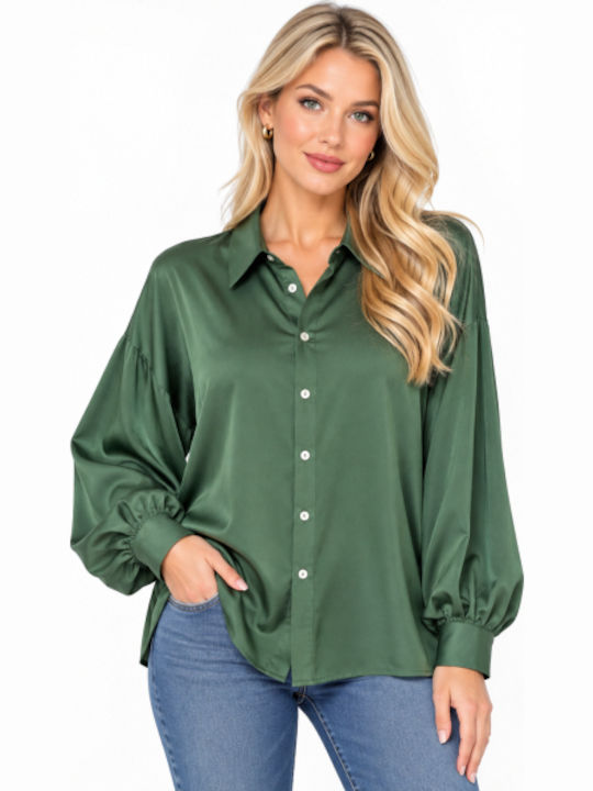 Long Sleeve Women's Shirt Green WC-MM22-0144-27SH-GRN