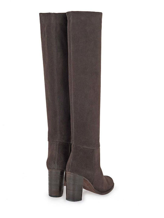 Wildleder Damenstiefel Über dem Knie Braun