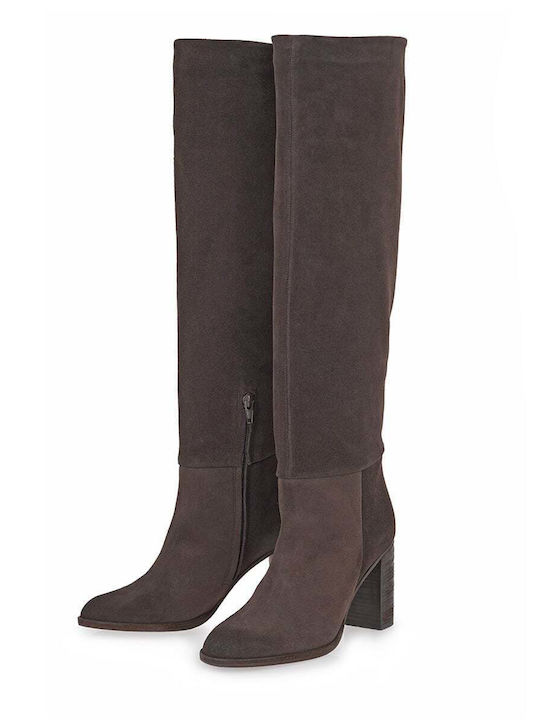 Wildleder Damenstiefel Über dem Knie Braun
