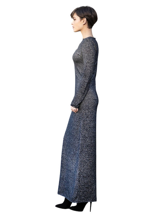 Maxi Βραδινό Φόρεμα Black Silver Silver