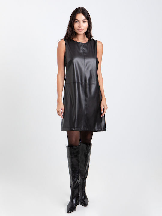 Rochie Mini Din Piele Neagră