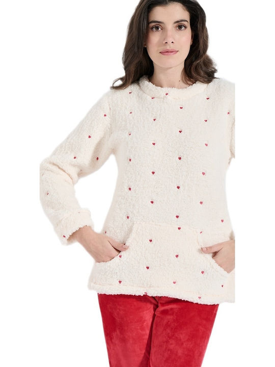 Jeannette Lingerie Halat de Damă pentru Iarnă Alb