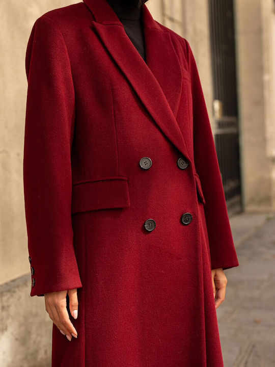 Damenmantel Burgundy mit Knöpfen