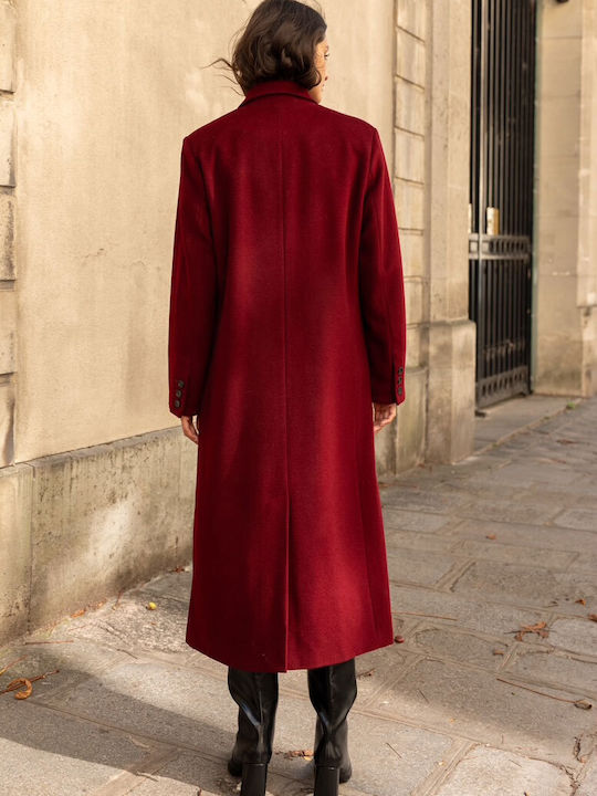 Damenmantel Burgundy mit Knöpfen
