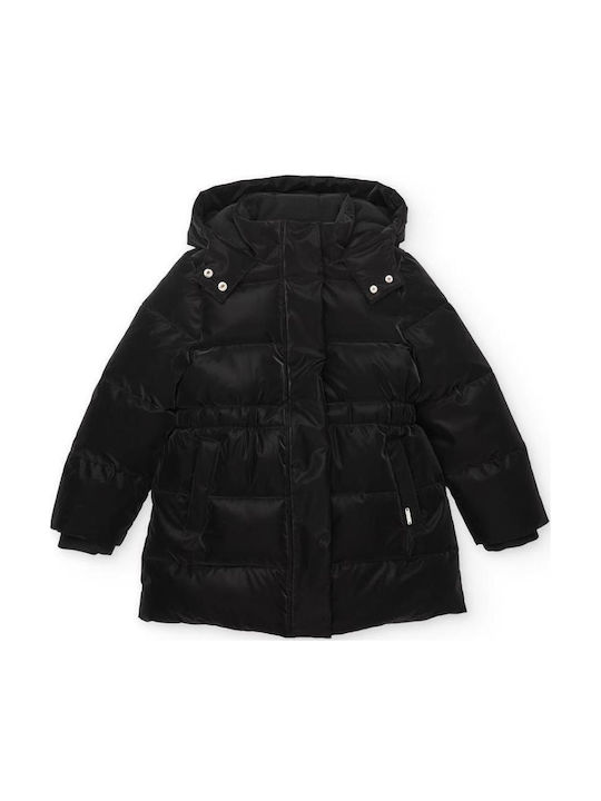 Kids' Short Hooded Parka Black