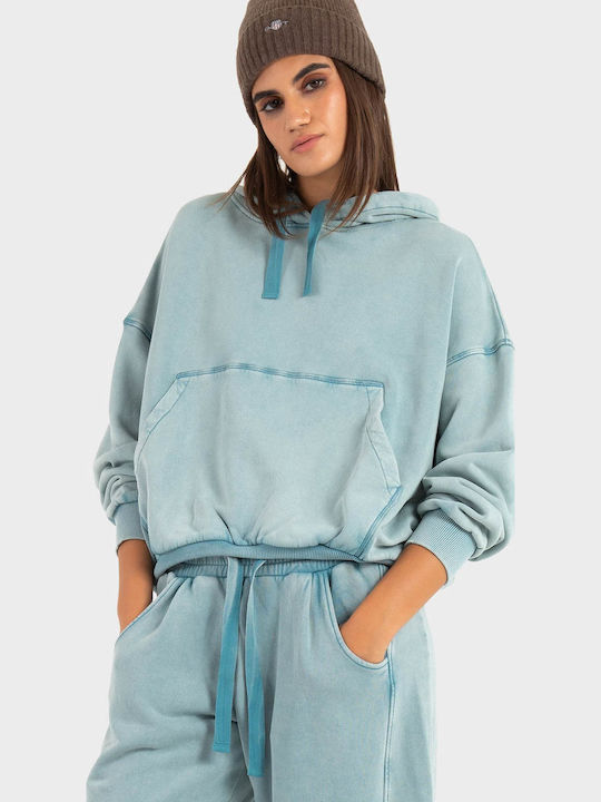 Γυναικείο Φούτερ με Κουκούλα Light Blue
