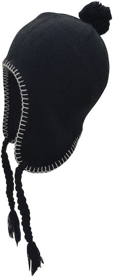 Beanie Unisex Fleece Σκούφος Πλεκτός σε Μαύρο χρώμα