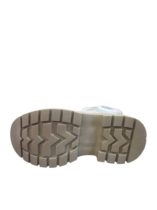 Rosa Leder-Kinderstiefel mit Reißverschluss