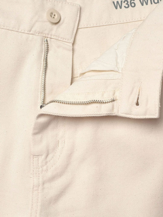 Damenjeans mit weitem Bein in Beige