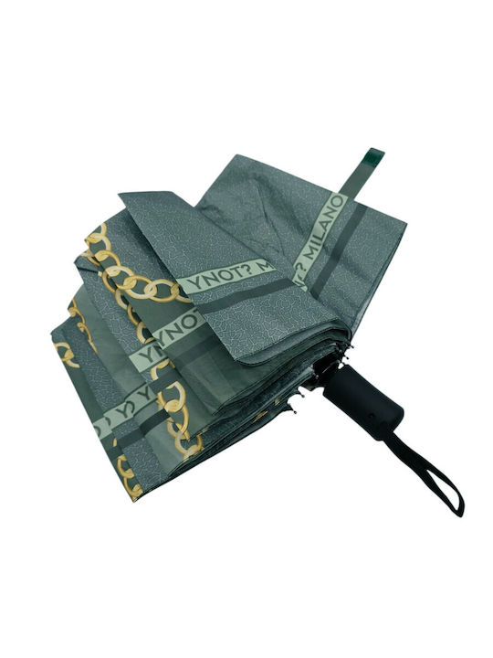 Y Not? Windproof Automatic Compact Green Rain Umbrella