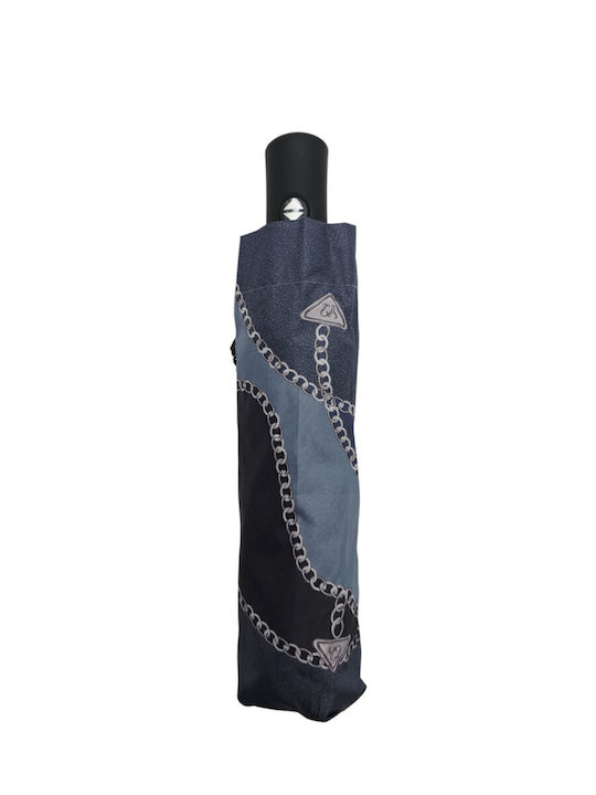 Windproof Automatic Compact Blue Rain Umbrella