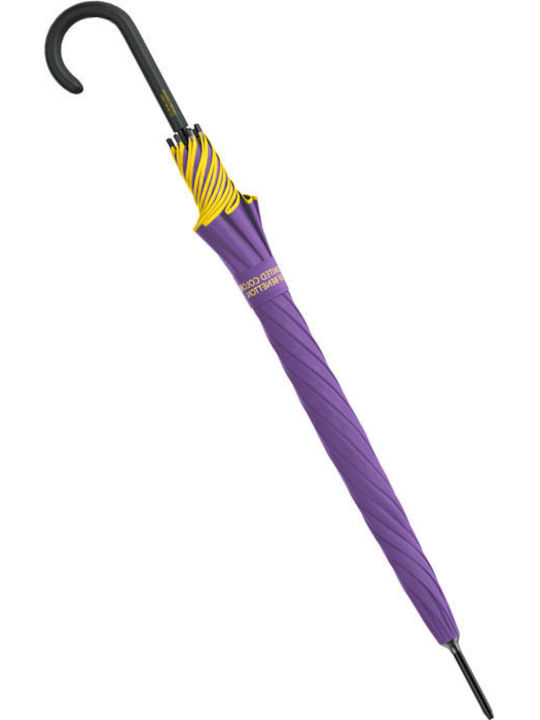 Automatic Rain Umbrella with Walking Stick Purple