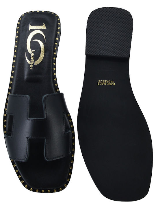 Lederne Damensandalen Schwarz