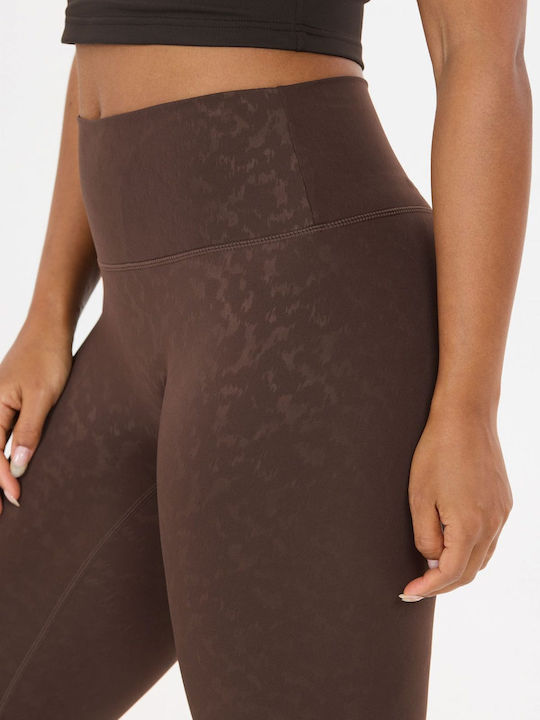 Дамски Дълъг Стягащ Клин за Тренировка Brown Leopard