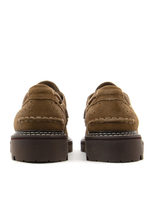 Suede Women's Boat Shoes in Brown Colour