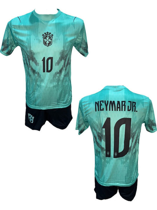 Kids’ Football Kit Neymar Brazil National Team Turquoise Black 101026-06